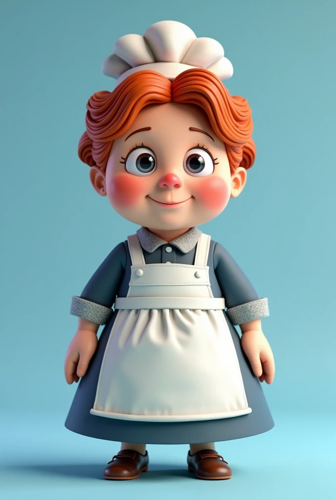 ((Best quality)), ((masterpiece)), (detailed), 3d on a light blue background cheerful Freken Bock (Miss Hildur Bock) — the woman of the trilogy by Swedish writer Astrid Lindgren about the  and Karlsson. the housekeeper is a large woman with red hair, low voice and sharp character cheerful