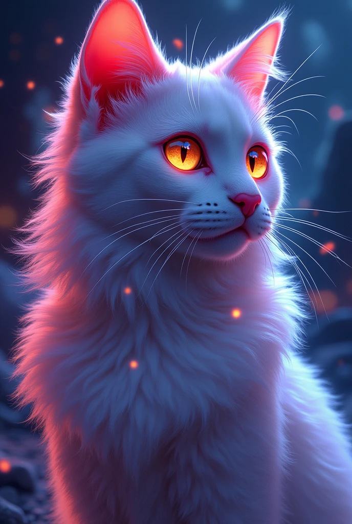 Fluorescent Color, 1 cat, Look to the side, Pretty Face, beautiful eyes, (Shoulder: 1.2), Upper Body, Shiny hair, Glowing skin, Dynamic Angle, (((Main Part))), (((Better quality))), ((Ultra Detailed)), (illustration), (Detail Light), ((Extremely exquisite and beautiful)), dramatic_shadow, Rays_track, reflection, Ultra-high resolution
