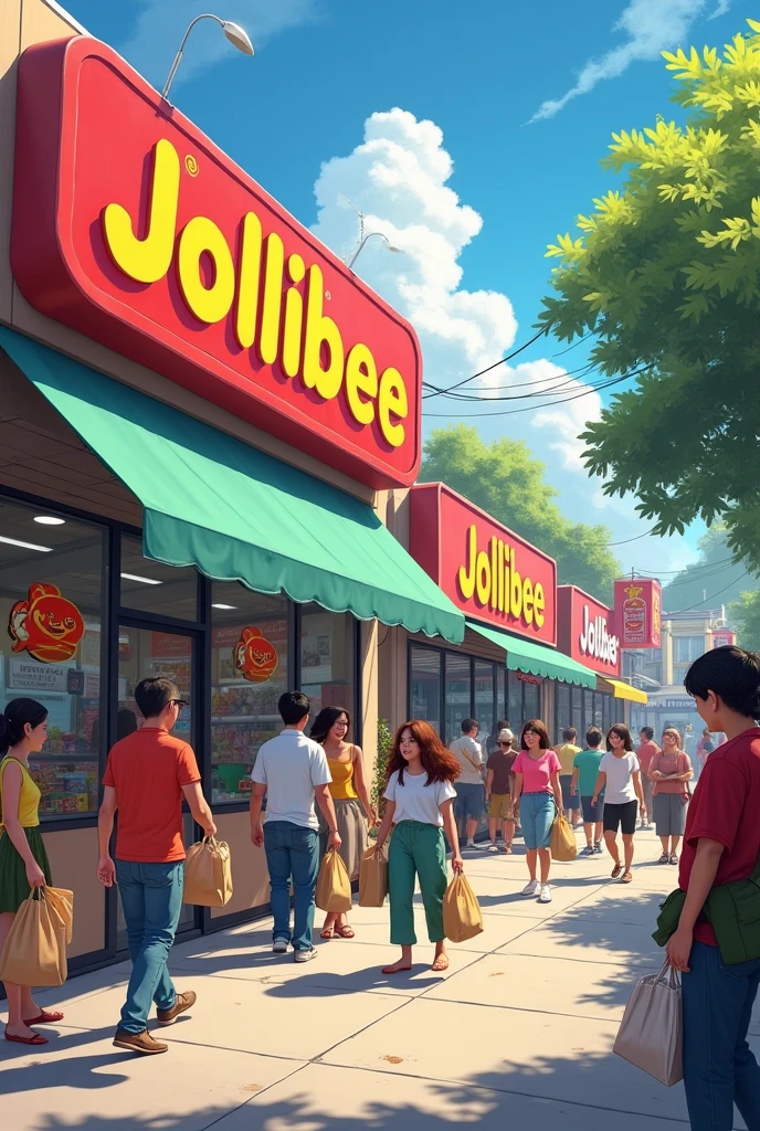 save move groceries store beside is jollibee people are happy to buy groceries and jollibee drawing