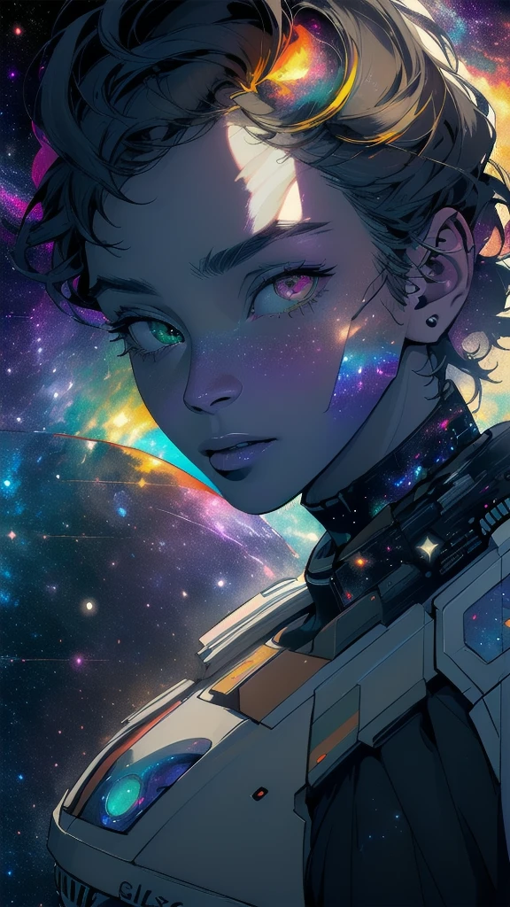 (((masterpiece, highest quality))),(((solo:1.2))),(((1girl:1.2))),32k wallpaper, very detailed, poster, vintage science fiction,(((((geometric cinematic movie poster))))), ((((bauhaus)))),(((abstract))),((((mid century modern)))),(((((portfolio))))),(((((Close-up))))),(((((bust up))))),((((more various angle)))),(((highlight))),((((heterochromia)))),(((complete. detailed face))),(((Extremely talented))),(((most complecated machine))),(((Overall colorfully))),((((((Absolutely galaxy background)))))),(((amazing huge rainbow))),(((eternal nebula)))