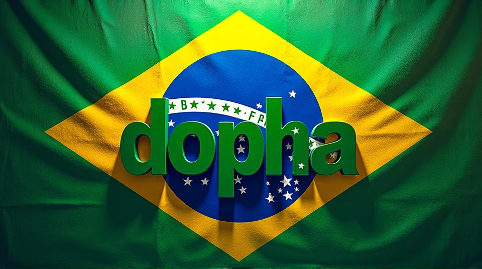 a banner with writing "Dopha" using the colors and flag of Brazil