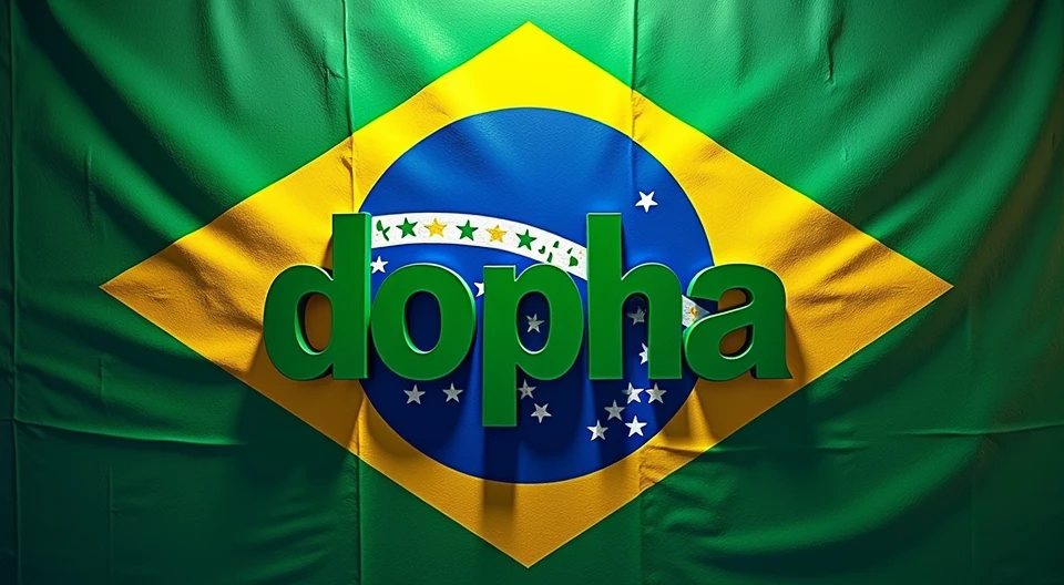 a banner with writing "Dopha" using the colors and flag of Brazil