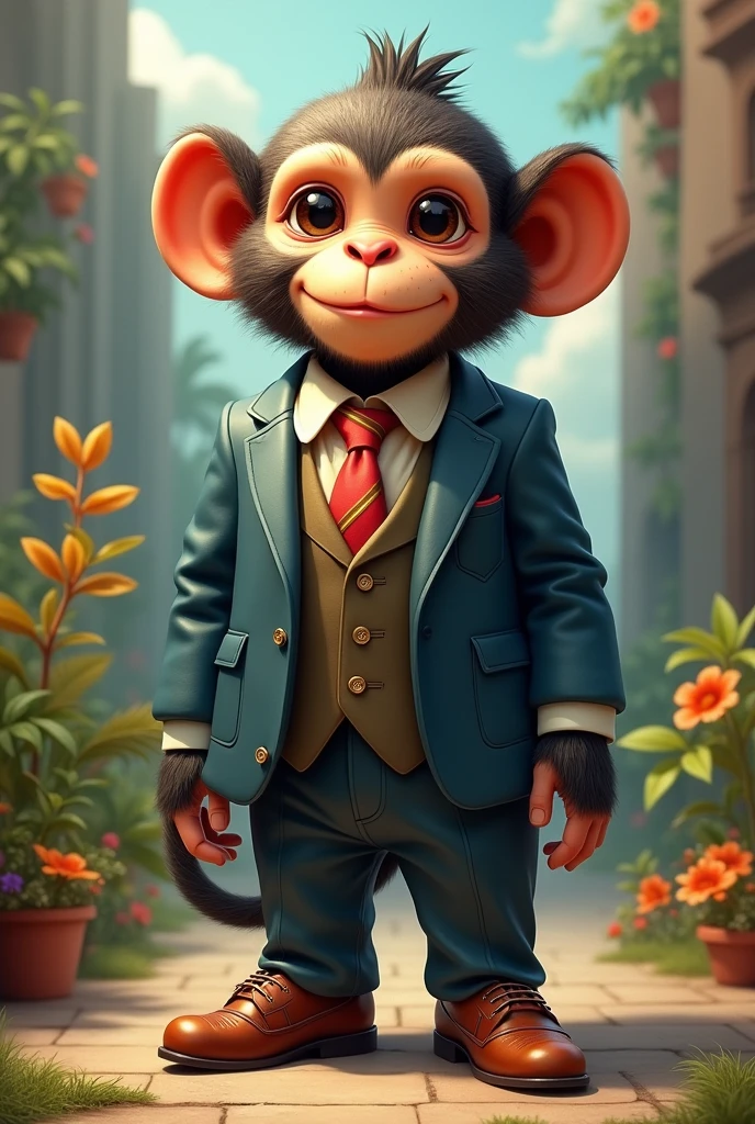 un singe gentil imaginaire qui s'habille bien
