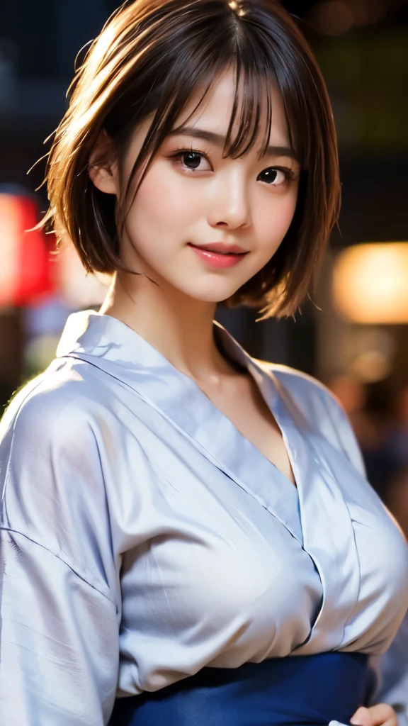 8k,Highest quality,(masterpiece:1.2),(Realistic),(Realistic:1.37),Ultra-high resolution,1 female college student,city,smile,Beautiful Eyes,Summer festival,(((Beautiful yukata))),Big Breasts,Perfect body,Perfect Fingers,Professional Lighting,gravure,Detailed face and skin texture,fine grain,RAW Photos