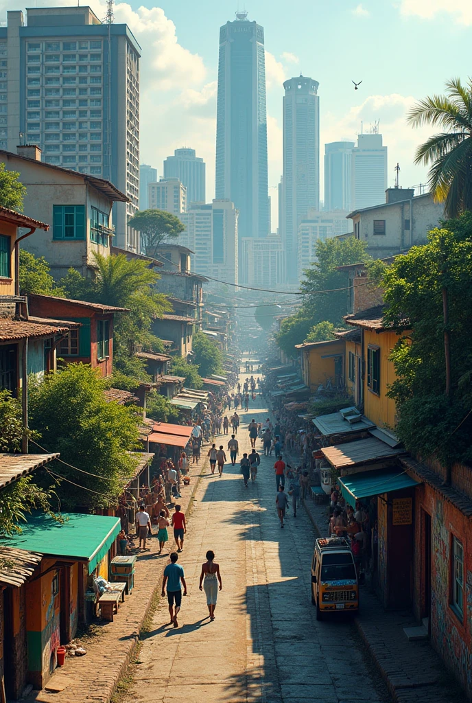 Create 2 different images that represent urbanization in Brazil