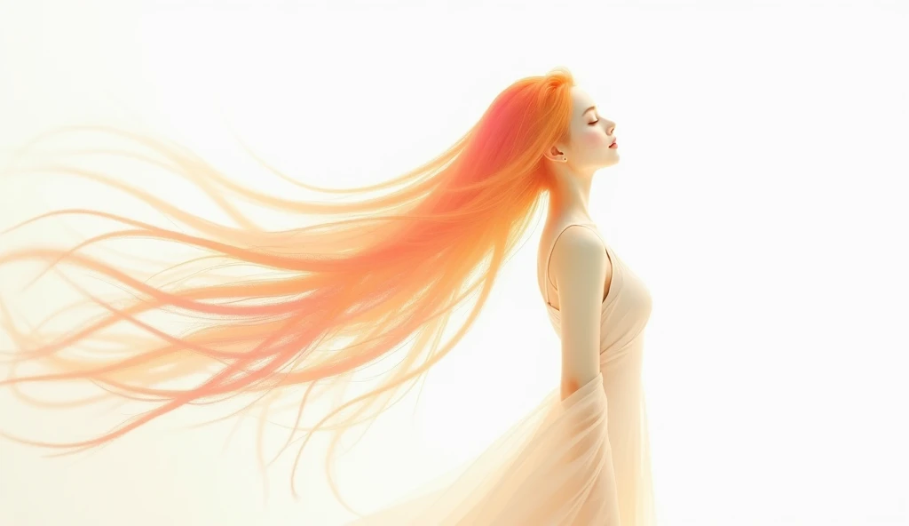 On a white background、The silhouette of the head of the。She closes her eyes.、Colorful long hair swaying in the wind、Bringing Oriental Elements with a Gentle Breeze。A delicate touch of blue watercolor is used、The texture is as beautiful as a painting、Adds beautiful depth。This image is、It incorporates elements of traditional Chinese illustrations and delicate Paper Art.(Chinese illustration:1.3,Paper Art:1.3, Quilting Paper Art:1.2)、The design is rational,、The perfect blend of clear lines and high quality features。Detailed details down to the smallest detail、Inviting the viewer into a realm of emotions、Movie with 4K resolution light effects、It shines beautifully。
Two-tone white and beige coloring design