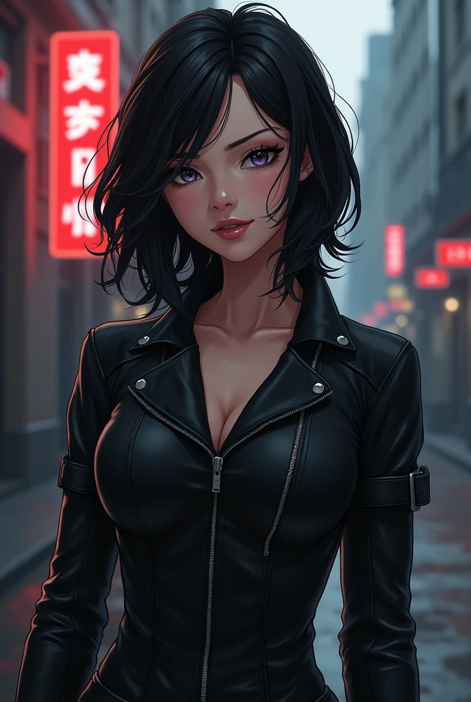 From Marvel Anime Girl Black Widow Frech Böse Black Jacket Zip