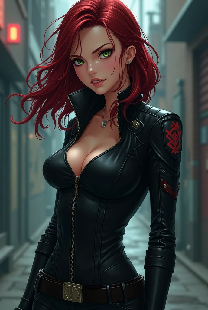 1 woman 25 Year old warrior,,, ((red long hair)) pale skin, mask on head, (((glowing blue eyes))), ((natural perfect breast)), muscular body,A fierce assassin with a katana in hand, clad in traditional Japanese ninja black outfit, ready to strike in the shadows. Night view, moonlight