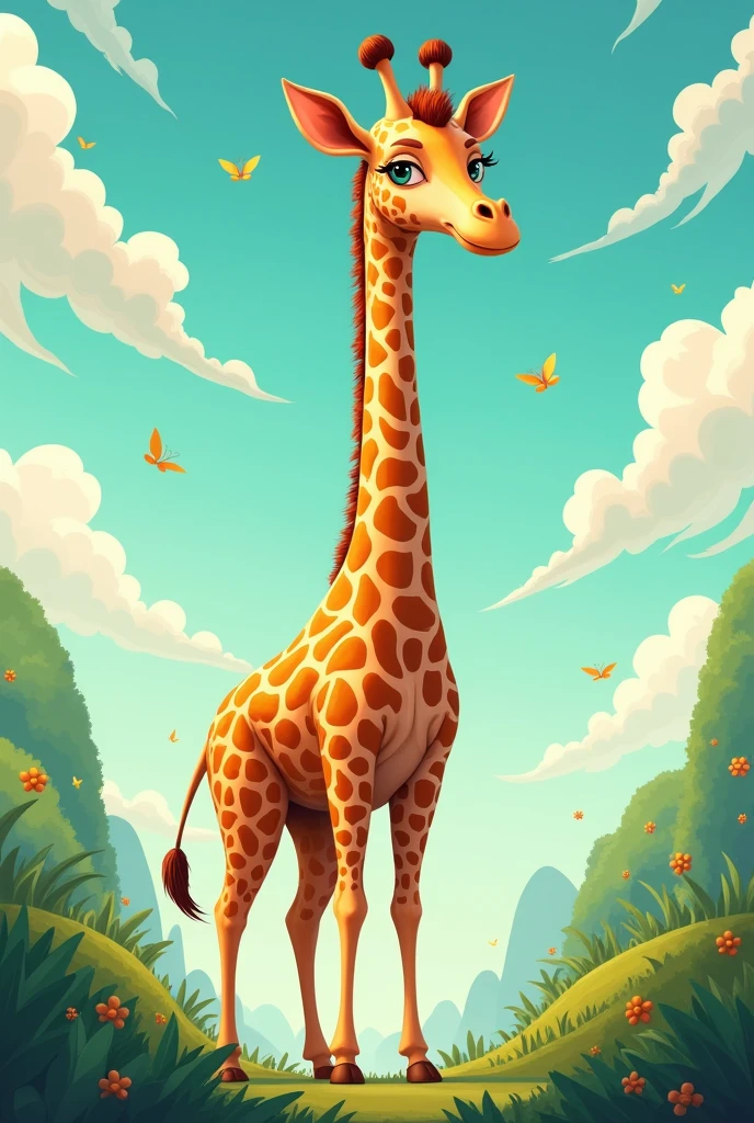 Cartoon Giraffe tall and grand