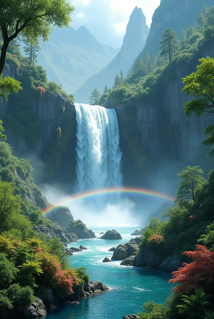 Nature waterfall rainbow
