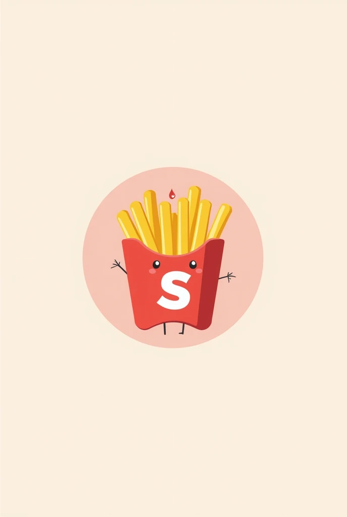 make a water spinach french fries logo that has a logo naman 'S'pries' (make it cute with a little bit of design that is pink and simple, and in a container) make it in a circle 