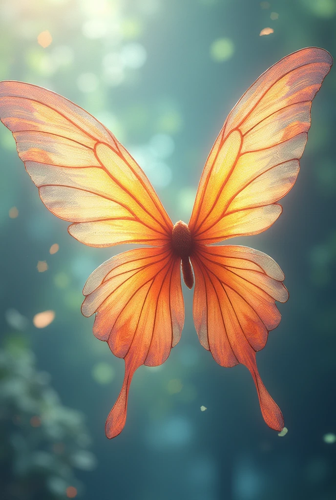 Create an image of angel wings or butterfly wings with the following colors: a yellow, a pretty green, a pretty brown, a pretty red, turquoise and so on and white.