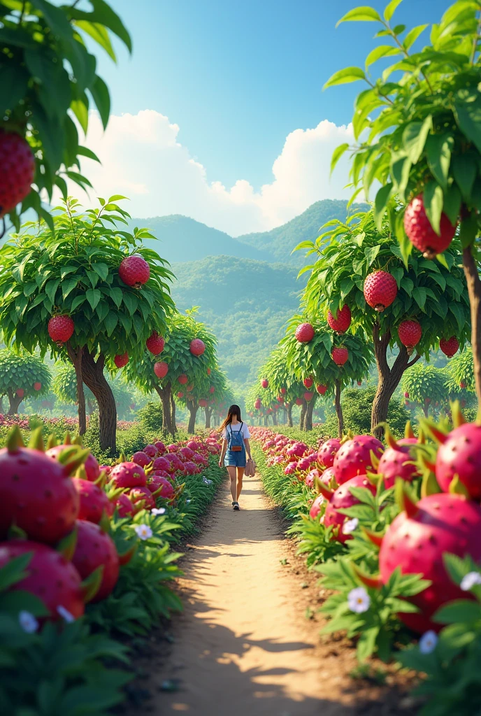 image of a tourist area experiencing a dragon fruit farm like experiencing a Dalat strawberry garden