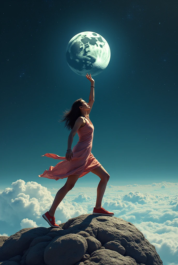 Title: Touching Lives While Touching the Moon: India’s Space Saga

Subtitle: Celebrating the Achievements and Aspirations of ISRO

A woman foot on the earth while touching the moon
