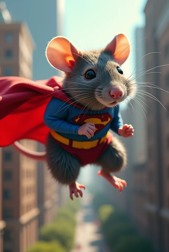 A rat as Superman who carrying data