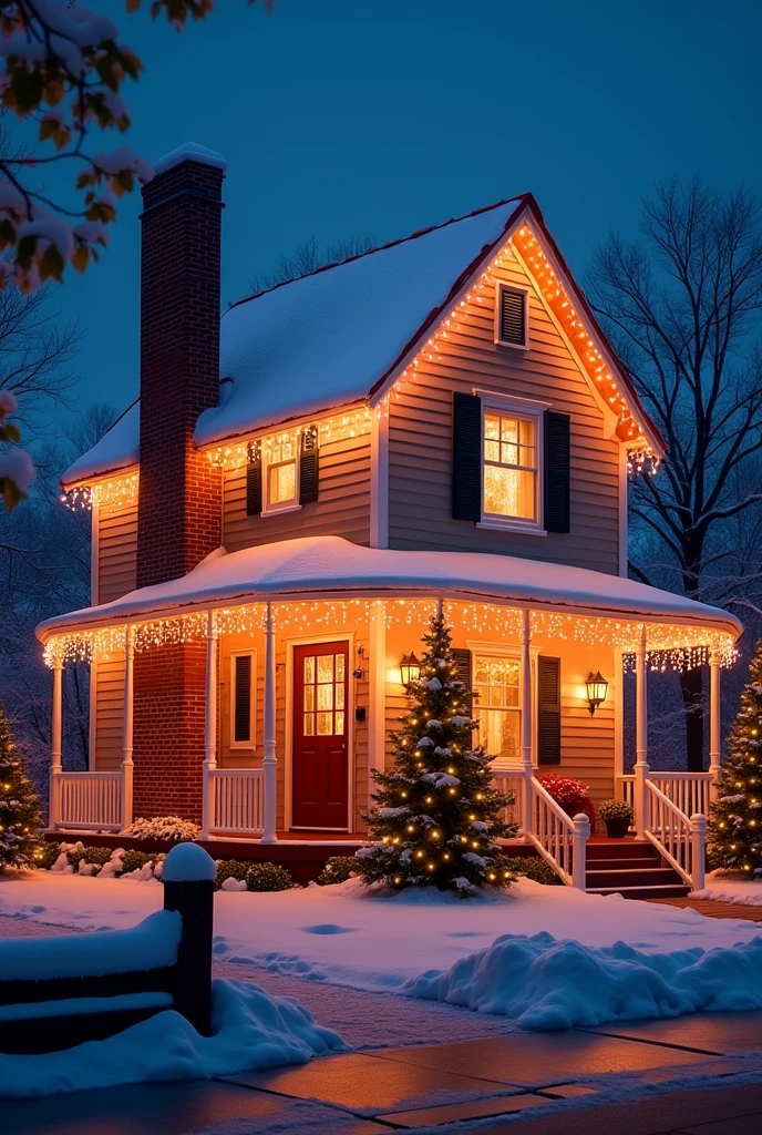 House decorated with Christmas lights