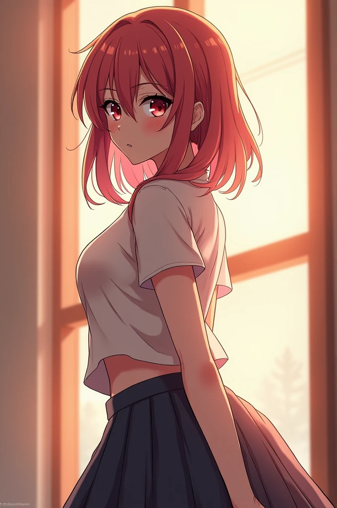 An anime girl in a certain way showed her ass with in her ass