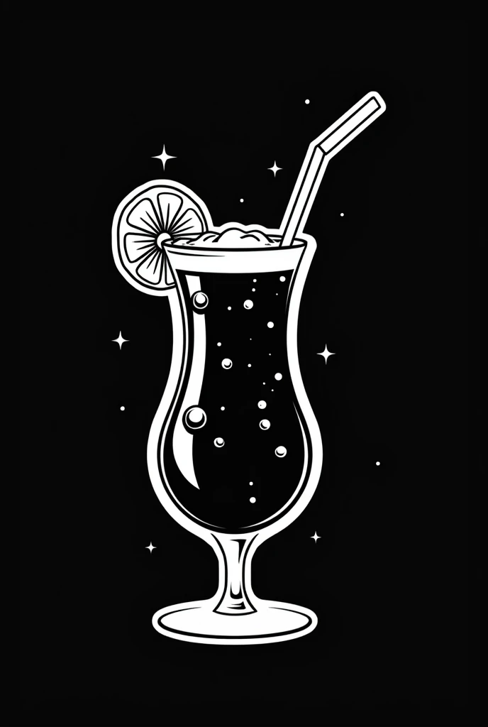 Michelada, its white outline and black background, more comical