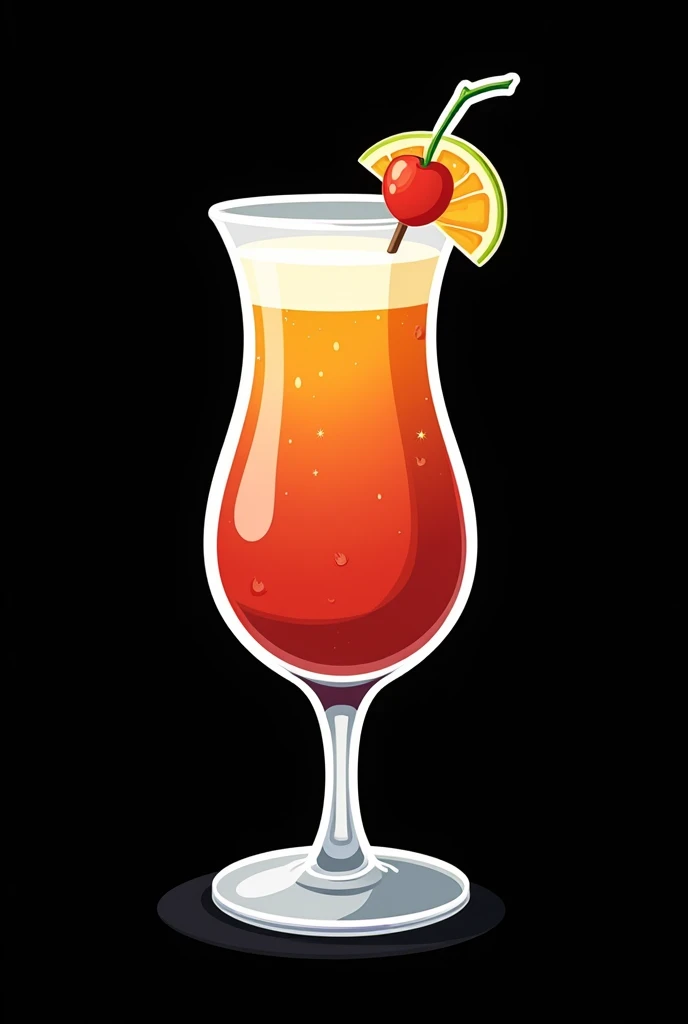 Michelada, its white outline and black background, more comical, the liquid with gradient