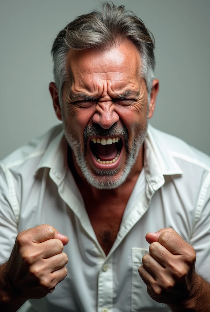Angry guy in white shirt
