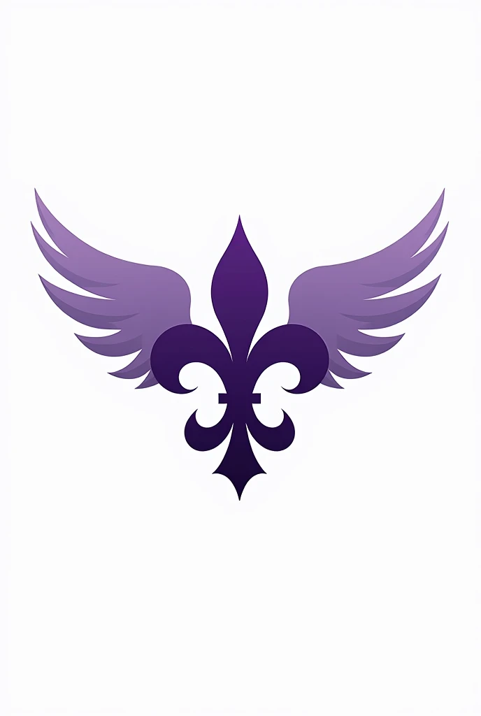 Un logo pour la team saints avec une fleur de lys en violet avec des ailes d'ange