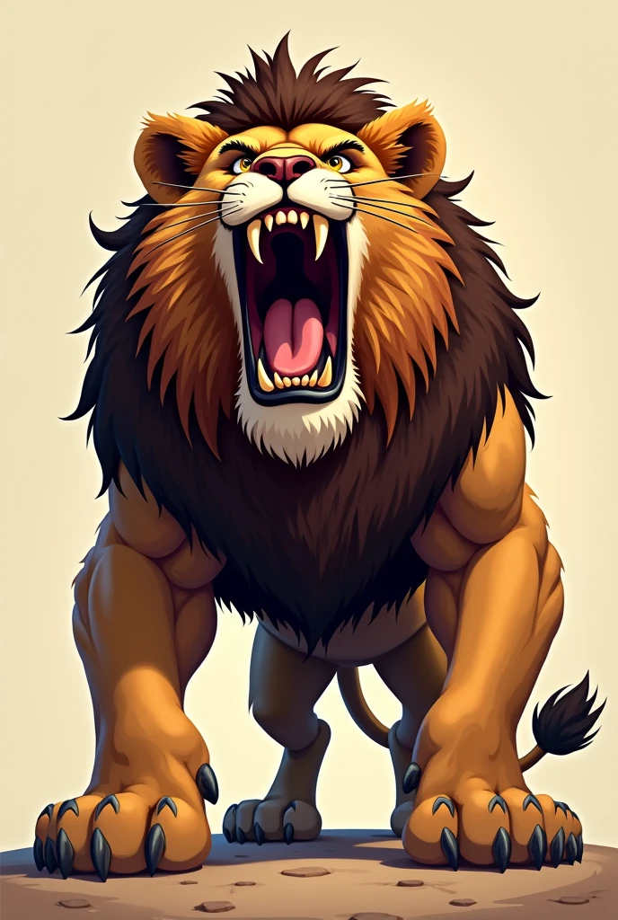 Cartoon big lion roaring