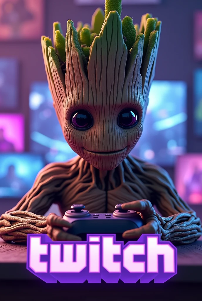Généré moi une image twitch avec groot gaming avec écrit en dessous Miissanais