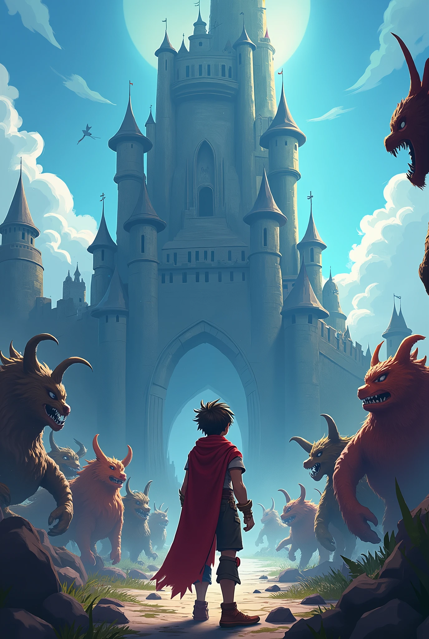 Finally, Leo arrived at Princess Luna's castle. He had to face one last challenge: a group of monsters guarding the tower. With the strength of your heart and the help of your new animal friends, Leo defeated all the monsters and ran to the tower.