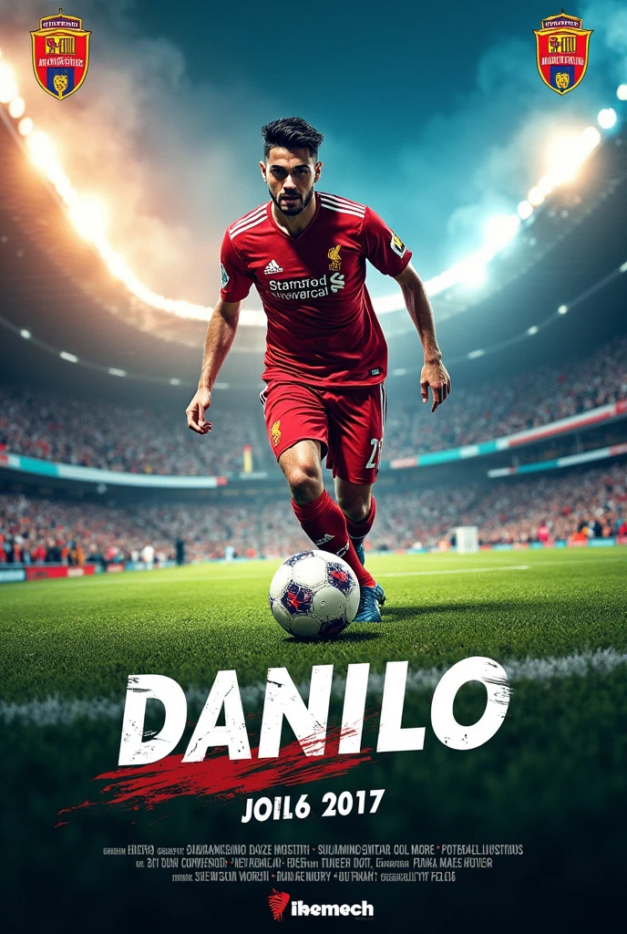 create a football game flyer with DANILO's name big