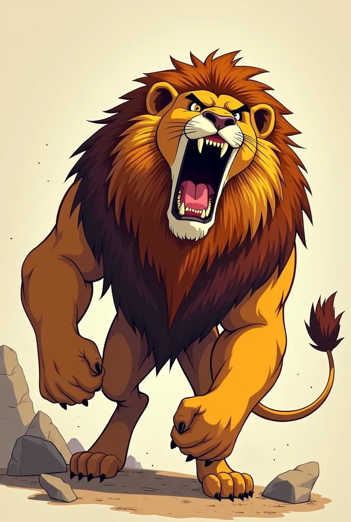 Cartoon lion roaring