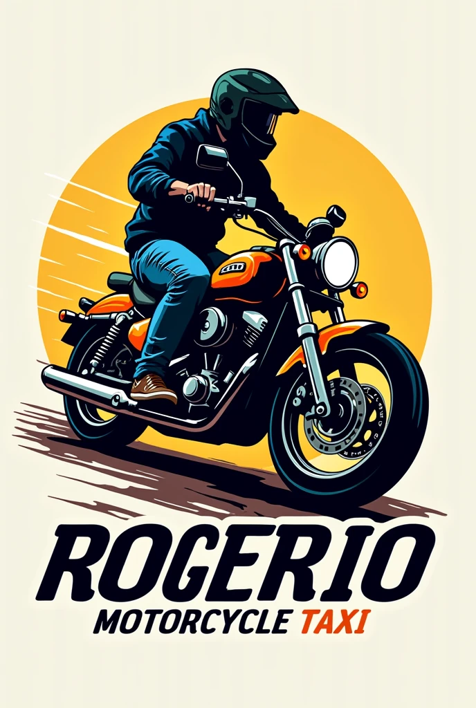 Make a motorcycle taxi logo, with the name of Rogério motorcycle taxi and with the Pix information (21)972553761
