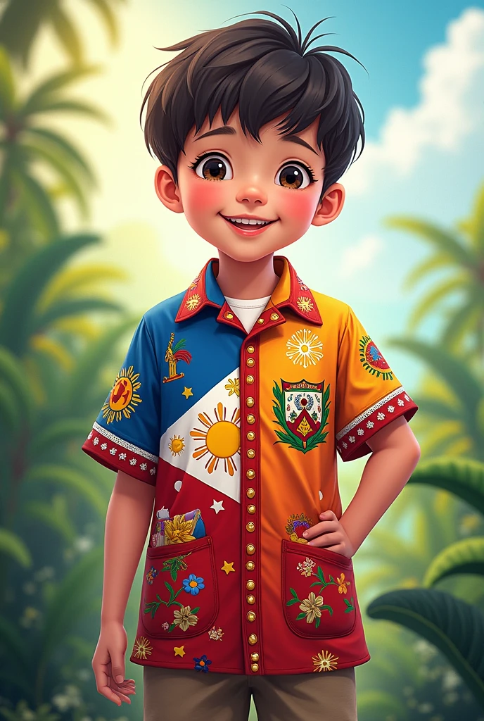 Make a philippine flag inspired barong design for children