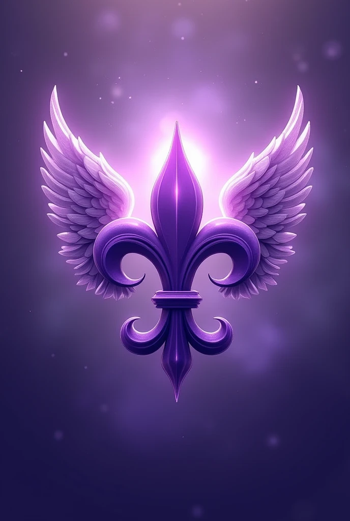 Un logo pour la saints team avec une fleur de lys en violet avec des ailes d'ange