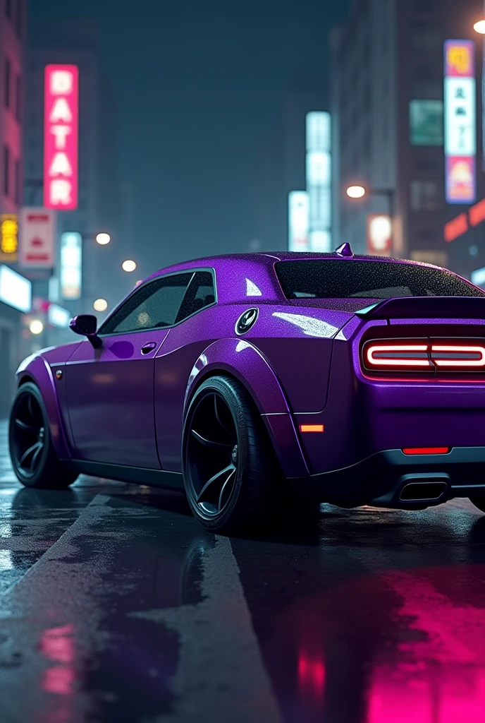 A purple hellcat with black rims