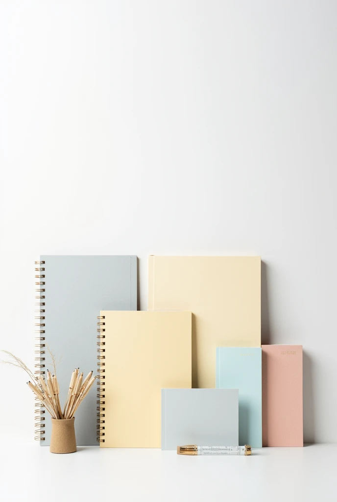 Notebooks and notepads in white background