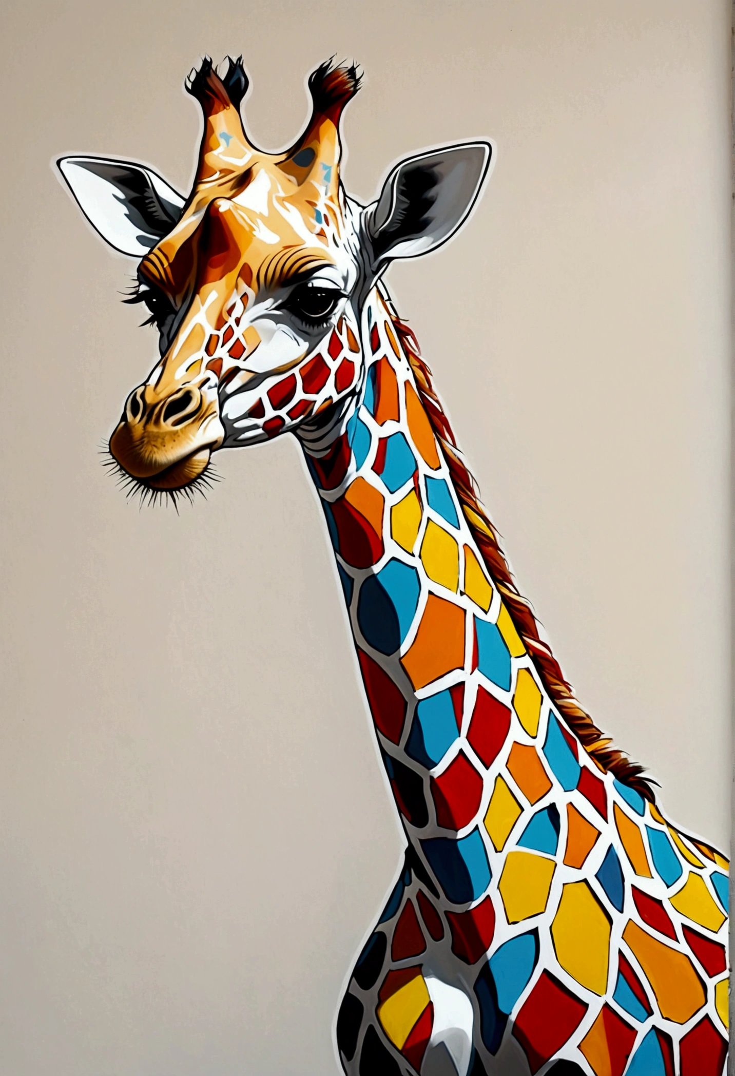 Unique Giraffe , pop art, graffiti 