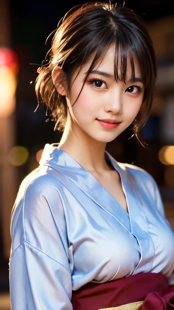 8k,Highest quality,(masterpiece:1.2),(Realistic),(Realistic:1.37),Ultra-high resolution,1 female college student,city,smile,Beautiful Eyes,Summer festival,(((Beautiful yukata))),Big Breasts,Perfect body,Perfect Fingers,Professional Lighting,gravure,Detailed face and skin texture,fine grain,RAW Photos