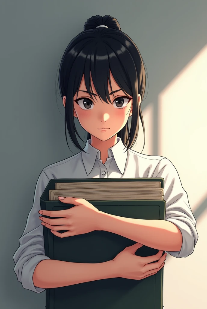 Mikasa holding folders