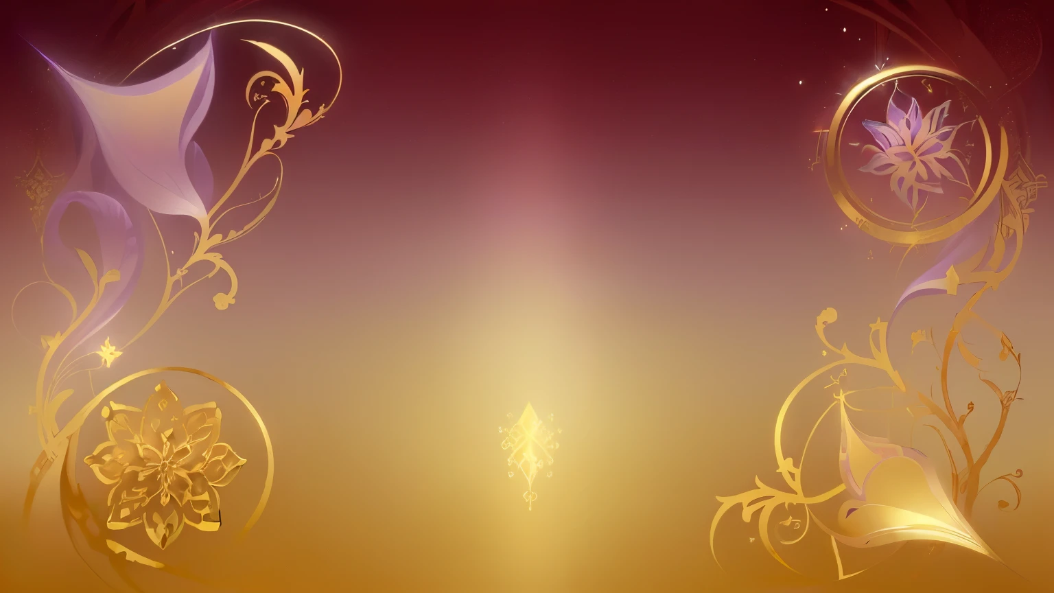 On a purple background there are two golden drawings, in simple background, gold background, ornate gold background, background image, Gold and red filigree, gold background with flowers, background is heavenly, gold background, ballroom background, simple background, empty background, golden curve composition, relaxed. gold background, glowing background lighting, Abstract spiritual background, bright background, magical background
