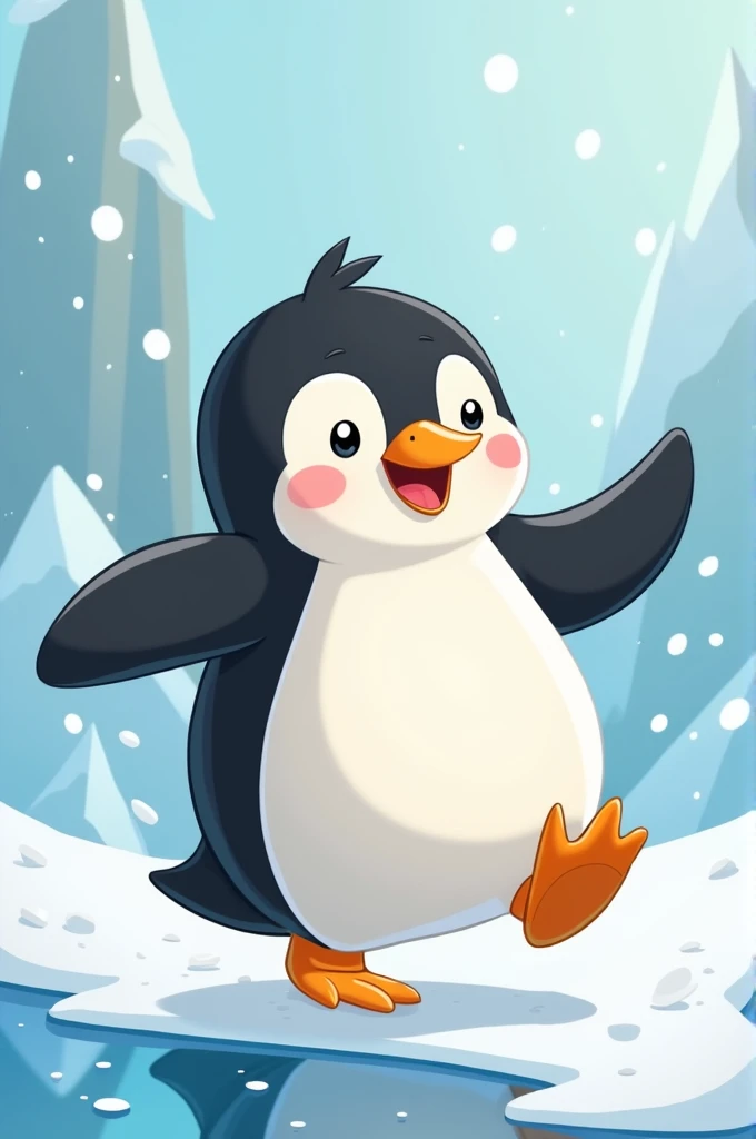 Cartoon Penguine waddle with delight