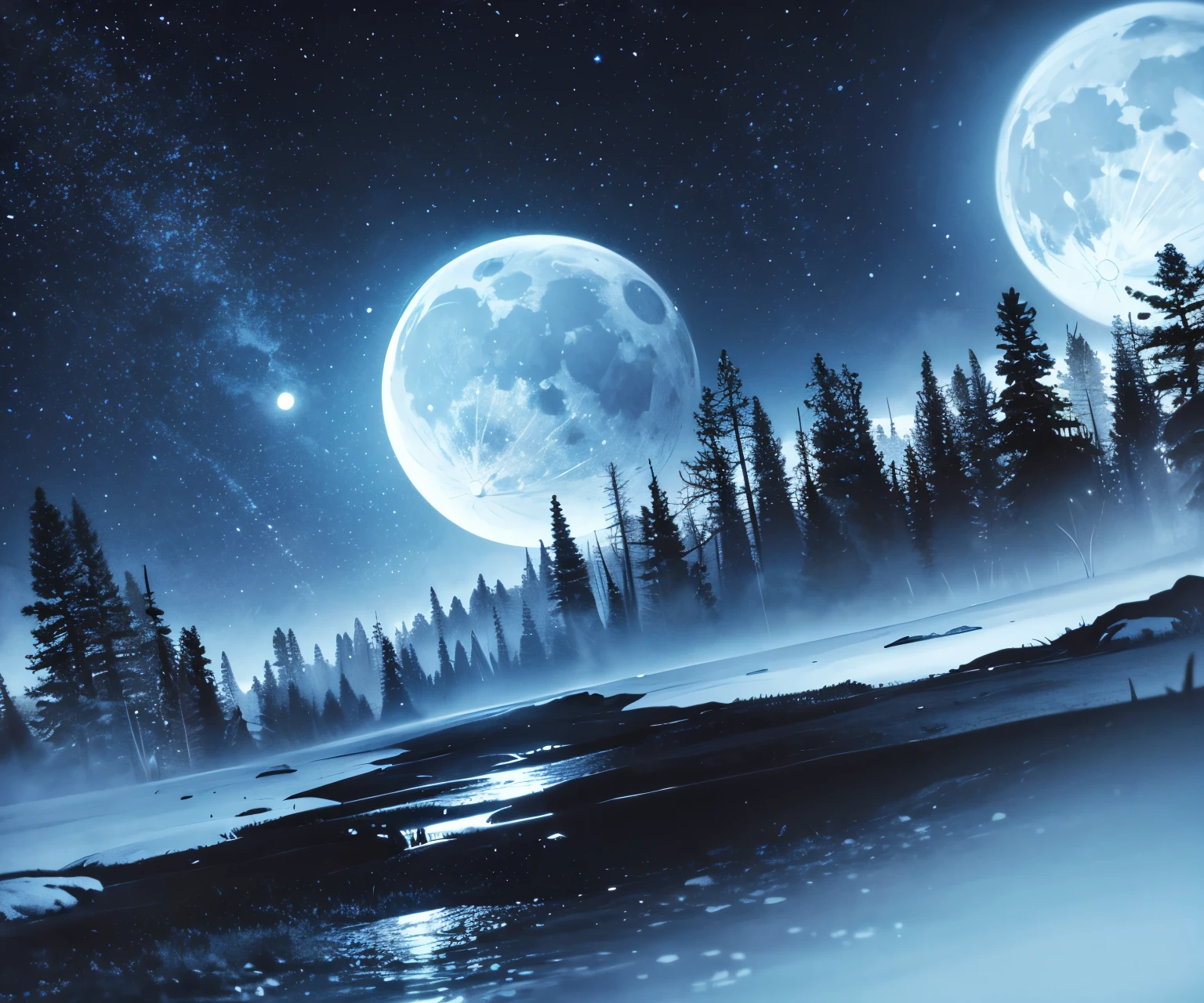 wilderness at night
the moon is out