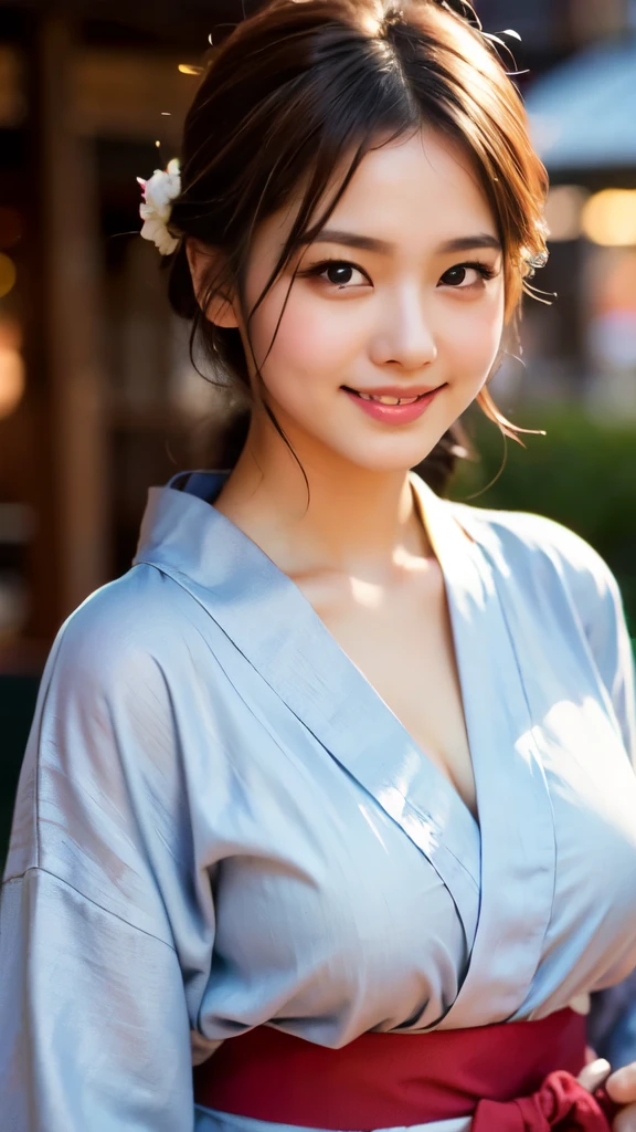 8k,Highest quality,(masterpiece:1.2),(Realistic),(Realistic:1.37),Ultra-high resolution,1 female college student,city,smile,Beautiful Eyes,Summer festival,(((Beautiful yukata))),Big Breasts,Perfect body,Perfect Fingers,Professional Lighting,gravure,Detailed face and skin texture,fine grain,RAW Photos