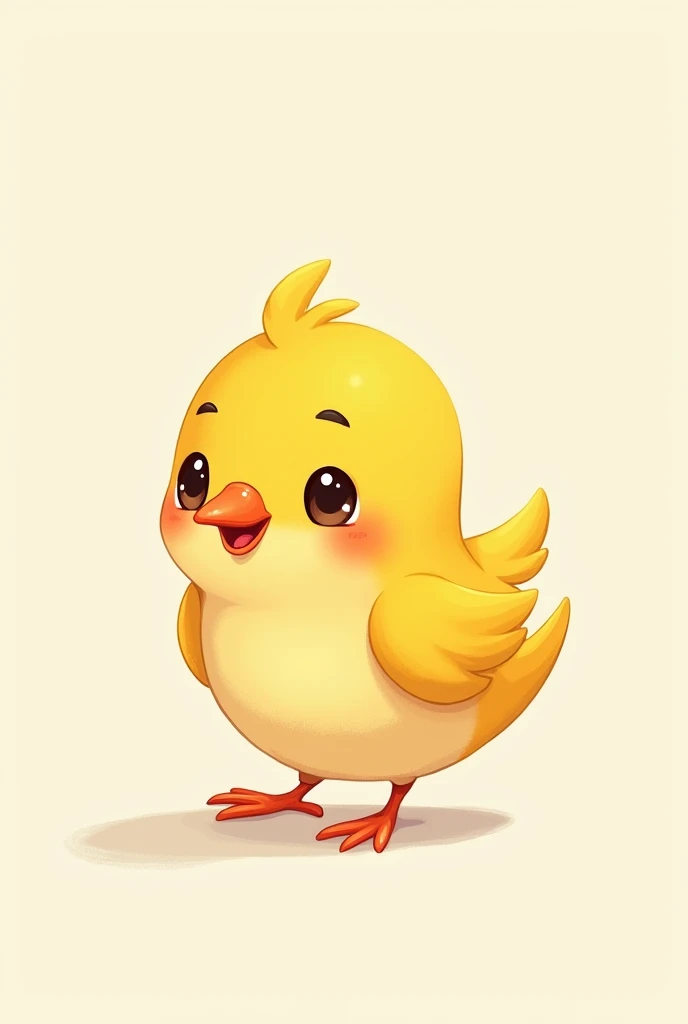 Cute little bird,Yellow body,Red Mouth,Simple Background,Cute expression。