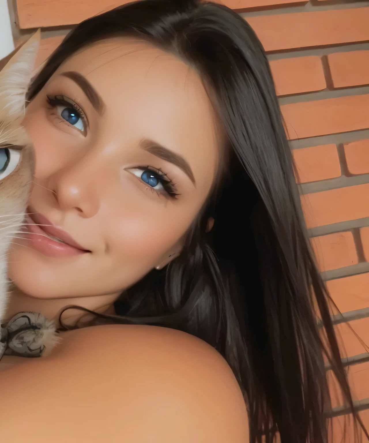 a beautiful woman, hair drawn like cartoon, perfectly drawn eyes, eyes like a cartoon, beautiful eyes, perfect eyes, she is very happy, she is smiling, the image is very detailed