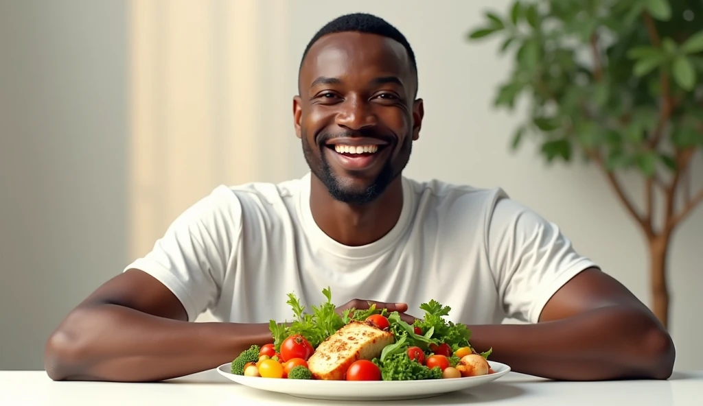 A black man eating a healthy meal