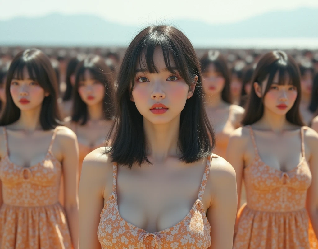 [Japanese Clone girls=Myself], [best masterpiece Clone girls Raw Photography Art], [16K, Highest quality, Ultra-high resolution, RAW Photos], [Unrealistic, Unparalleled, Different dimension, Improbable sight, (((A world of mass proliferation of myselves, Ultra-realistic)))], ((Japanese, woman, 22-year-old, shinozaki-ai)), ((Small face, Thick black hair, Semi-long hair)), (((Very beautiful detailed girls, Accurate body structure, Very detailed完璧な超巨乳ボディ, amazing super big tits, Big, voluptuous breasts, The cleavage is very plump and emphasized))), (Dark Eyes, Mature face, Cute Smile, A gentle gaze), (((Very happy laughter))), ((((((((((Very detailed, 1girl→1,000,000,000,000,000,000,000,000cloning girls)))))))))), ((((((((((Very detailed, Absolute precision, Description of the doppelganger, (Perfectly the same girl, The exact same smile, Perfect matching hairstyle, Perfect same clothes, Exactly the same height, Perfect same super busty)))))))))), (((((Myself only))))), ((((((((100,000,000,000,000Myself Gravure Idol)))))), Fashion Swimwear)), (((((Gravure pose, Cleavage Emphasis, walk, Run, Embrace each other, Back to Back, Free pose, Sexual seduction))))), (((((Unbelievably crowded, Abnormal super close contact, Complete Surrounding))))), ((Bright and soft sunlight)), (((((Outdoor, Very wide field of view, Very detailed, Fine perspective depiction with clear depth))))), ((((((((Gravure photobook description))))))))