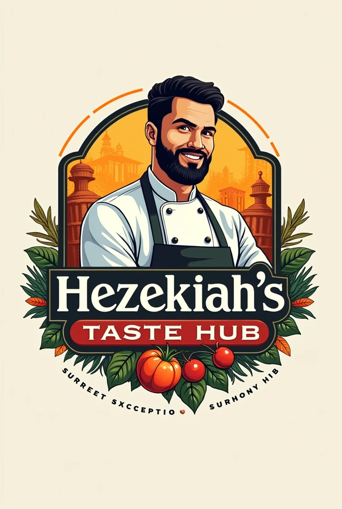 Create a creative logo for Hezekiah's Taste Hub 
