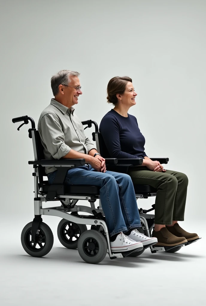 wheelchair adapted for two wheelchair users, two people, lugar para two people sentar