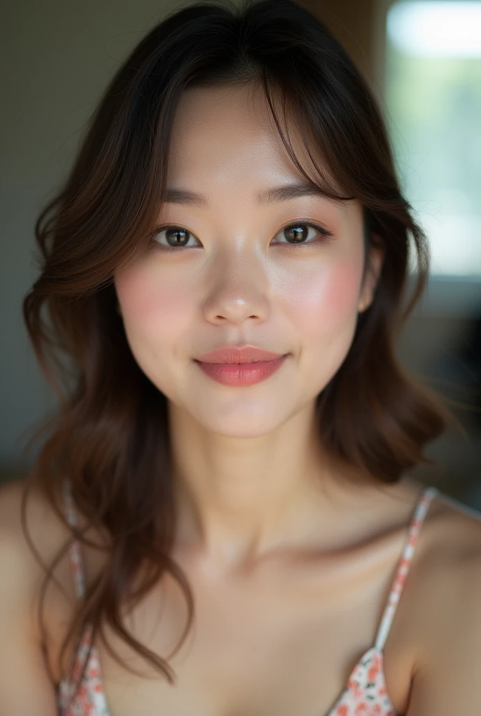 You are a professional glamour photographer..、(((alone))),(Highly realistic photos, High resolution, Detailed face, Beautiful Eyes) Japanese women, Age 35, Beautiful Face, Glamorous Body, Keiko Kitagawa,Healthy Body,Spread your legs、Thin lips、smile、