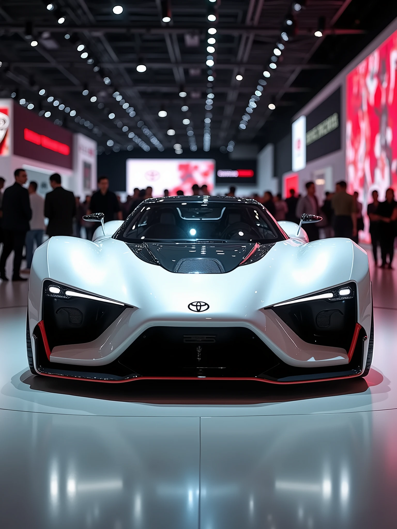 Toyota Real brand concept car in auto expo, include hyper realism, hd, 4k.